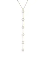Nadri Dot Dot Dot Multi Imitation Pearl Y Necklace in 18K Gold Plated, 15