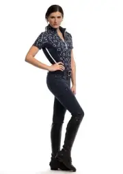 Goode Rider Womens Cargo Knee Patch Mid-Rise Super Stretch Blue Denim Jean