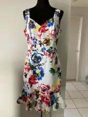 Alannah Hill Field Of Dreams Dress White Floral Sleeveless Race Wear Size 12