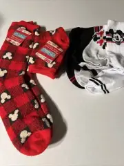 New Womens 5 pairs of Disney Mickey Mouse & Minnie Socks Plush & Ankle