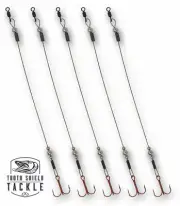 Ice Fishing Wire Tip Up Leader Rigs VMC Hooks 1/0 1 2 4 6 8 5-Pack Silver Bead
