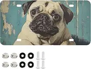 Pugdog Book Vintage License Plate - Universal Fit for Sedan SUV Trucks, Car Decoration Accessory, Auto Car Tag Vanity Plates, Aluminum Novelty Plate for Men Women 12 X 6 in