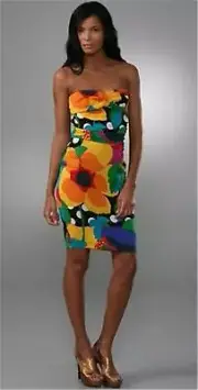 DVF Diane Von Furstenberg CALIDA Strapless Dress Tropical Dot Flower Print $425