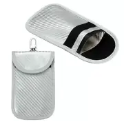 2 Pack Faraday Pouch for Car Keys Faraday Bag RFID Fob Key Protector Silver Tone