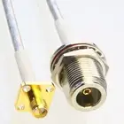 N jack nut to RP-SMA female flange RG402 .141" Semi-Flexible Tinned Jumper 4~40"