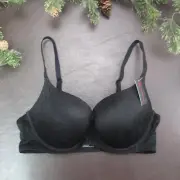 NOBO Bra 36D Black Lace Underwire Padded Adjustable Clasp Back New