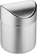 AIMALL 12x16cm Stainless Steel Desktop Trash Can, Mini Flip Office Waste Bin, Creative Desk Storage, Household Trash Bin, 4.72x6.3in, Durable, Easy Clean