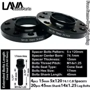 4PC 15MM THICK 5X120 74.1MM C.B WHEEL SPACER+45MM 14X1.25 BOLT FIT BMW X5/X6 (for: BMW)