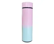 Water Bottle With Led Temperature Display,Double Walled Vacuum Insulated Water Bottle,Upper Pink, Lower Green