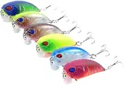 LLEIIshen 6pcs Mixed Colors Fishing Lure Set Minnow Baits Kit Wobbler Crankbaits with Treble Hooks Fishing Tackle 50mm 7g Hard Bait/1904