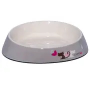 Rogz Fishcake Anti-slip Melamine Cat Bowl Grey Heart Tails