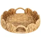 Scalloped Round Tray, Round Serving Tray with Built-in Handles, Decoratve4614