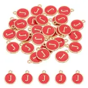 Letter Charm, 30 Pcs Capital Initial Alphabet J Letter Charm for Bracelet, Red