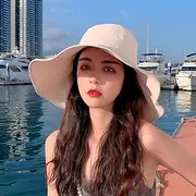 [MXSWTTLOVEing] New Black Fisherman hat Early Spring Women's Sun hat Summer Cover face Big Brim Sun-Proof UV Protection Big Brim Sun-Proof hat
