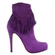 Christian Louboutin ROM 120 Suede Fringe Platform Ankle Bootie Boots 35 EU $1295