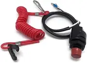 Boat Motor Engine Kill Stop Switch & Safety Lanyard 6E9-82575-09 18-65450 for Yamaha/Honda/Tohatsu Outboard Motors Engine