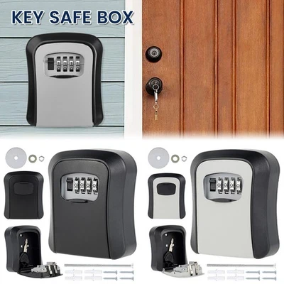 Key Box Wall Mounted Key Safe 4 Digit Combination Key Storage Box Safe pasRV
