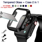For Apple Watch Series8 7 PC Full Cover Case Hard Glass Screen Protector 41/45MM