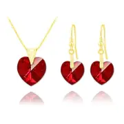 24K Gold Heart Pendant Necklace Jewellery Set Siam