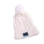 Bluetooth Beanie Ball Knit Cap Wireless Headphones Call Music Stereo Bluetooth Hat Music Headset Knit Cap-White