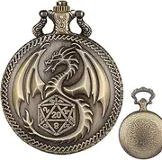 Jlobnyiun Dice Pocket Watch Case, Pocket Watch Case - Vintage Pocket Watch Case with Waist Chain, Vintage Mechanical Pocket Watch Case for Men,