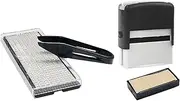 Self Inking Rubber Stamp Compact Address Stamp for Notary Coding Bookkeeping Black