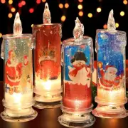 "SupBri Christmas Flameless Candles with Santa Claus SnowmanDecals Set of 4 B...