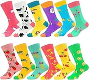 [cool future socks] Fun Colorful Socks Patterned Funky Happy Crew Sock Combed Cotton Stockings Packs