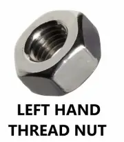 Qty 1 Left Hand Thread Nut M6 (6mm) Stainless Steel Hex SS 316 A4 70