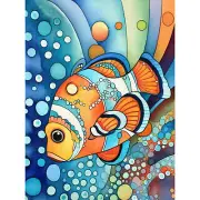 Clownfish Colourful Modern Folk Art Watercolour Canvas Poster Print Picture Art