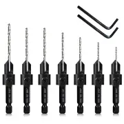 Countersink Drill Bit Set, 7-Piece Woodworking M2 Countersink Drill Bits for #4,
