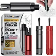 FRONTLINE Window Breaker and Seatbelt Cutter (2 Pack) Car Window Glass Breaker Safey Hammer Emergency Escape Tool Car Accessories