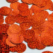 Round Flat Sequin 20mm Top Hole Dark Orange Hologram Glitter Sparkle