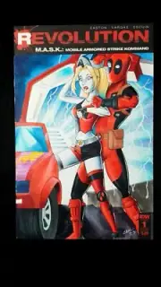 original art on blank cover, harley and deadpool back to the future
