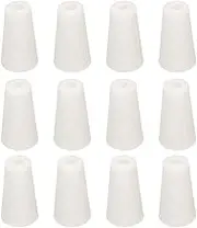 uxcell Tapered Shaped Silicone Stoppers 11 to 15mm, 12 Pcs White Tapered Lab Seal Plugs with Hole for Sealing, Test Tubes, Flasks