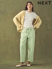 Mint Green 100% Cotton Patch Pocket Barrel Leg Trousers (AB4242) | $71
