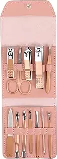 Healvian Stainless Steel Nail Clipper Set 12-Piece Manicure Set Portable Case Rose Gold Professional Nail Care Tools