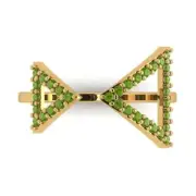 0.28Ct Round Cut Natural Peridot Solid 14K/18K Gold Statement Engagement Ring