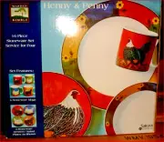 Warren Kimble HENNY PENNY Dinnerware Set 16 piece BNIB FREE SHIPPING!