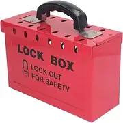 Lockout Tagout Lock Box, Loto Group Box, 13 Gauge Steel Lockout Box, Portable Safety Padlock Box Red Lock Box for OSHA Compliant Group Loto Procedures