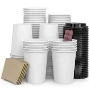 To Go Disposable Paper Coffee Cups120 Pack With Lidssleevesstrawshot/cold Bevera