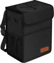 Leak Proof Automotive Trash Can with Lid, Collapsible & Portable For SUVs, Black