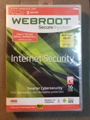 Webroot SecureAnywhere Internet Security 3 Devices New Sealed (CAB1S1)..........