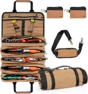 WOVTE Tool Roll Up Bag, Waterproof Heavy Duty Organizer for Men Women,...