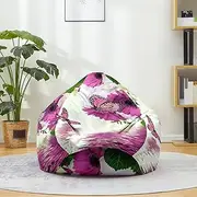 Morbuy Bean Bag Cover, 3D Butterfly Print Sofa Cover Lazy Lounger Bean Bag No Filler Detachable Washable Puff Sofa Lounge Recliner Sac for Indoor Outdoor (Purple Butterfly,100x120cm)