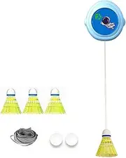 Single-Player Badminton Trainer Rebound Practice Device,Badminton Self Training Tool,Self Practice Trainer Aid,Adjustable Trainer Device Elastic Stretch Badminton Racket Set for Indoor