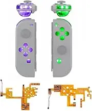 eXtremeRate 7 Colors 9 Modes NS Joycon DFS LED Kit, Multi-Colors Luminated Transparent ABXY Trigger Face Buttons for Nintendo Switch & Switch OLED Model Joy-Con - Joycon NOT Included