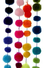 Cody Foster Rainbow Multi Colored Pom Pom Garland 78 inches Long