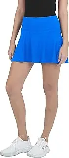 [IBKUL] Athleisure Wear Sun Protective UPF 50+ Icefil Cooling Tech Quick-Dry Solid Swing Skort - 22000, Color: Blue - Print: Solid, Large