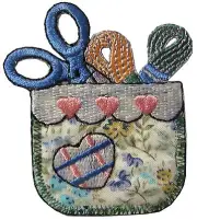 #4378 2 3/8" Embroidery Iron On SEW Bag Scissors Thread Applique Patch